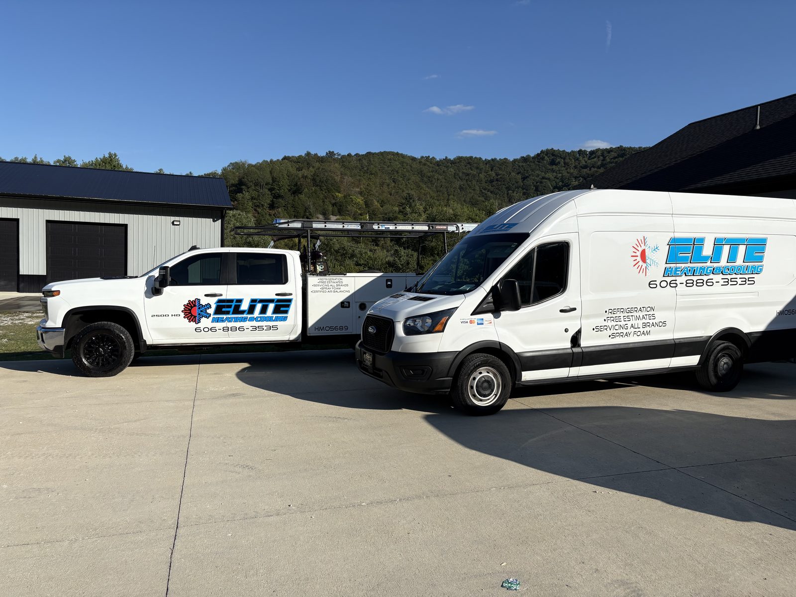 Elite Heating & Cooling service vehicles ready to serve Eastern Kentucky